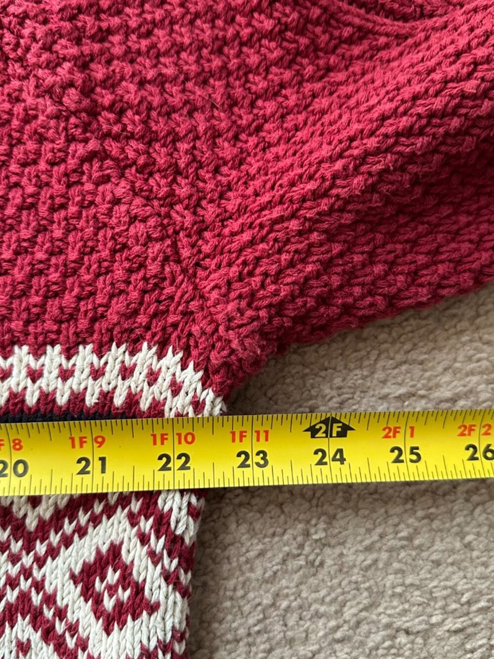 LL Bean Sweater Womens XL Signature Crewneck Chunky Cableknit Long Sleeve Red - Picture 10 of 12